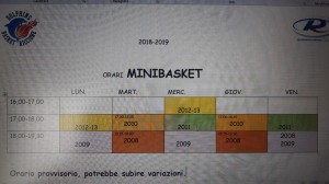 ORARI MINIBASKET